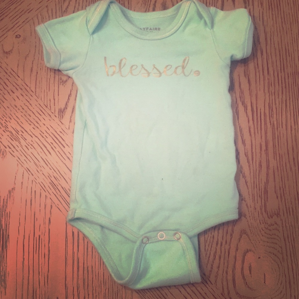 Sea green Blessed Fayfaire onesie Sz 6-12mo
